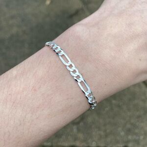 Silver Bracelet Solid Silver Figaro 8in 5mm